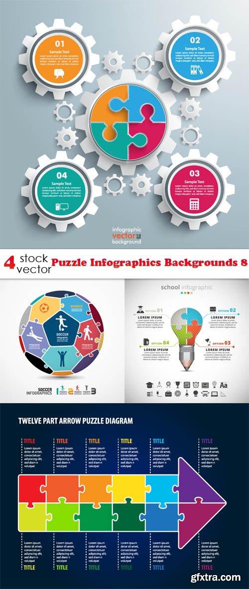 Vectors - Puzzle Infographics Backgrounds 8