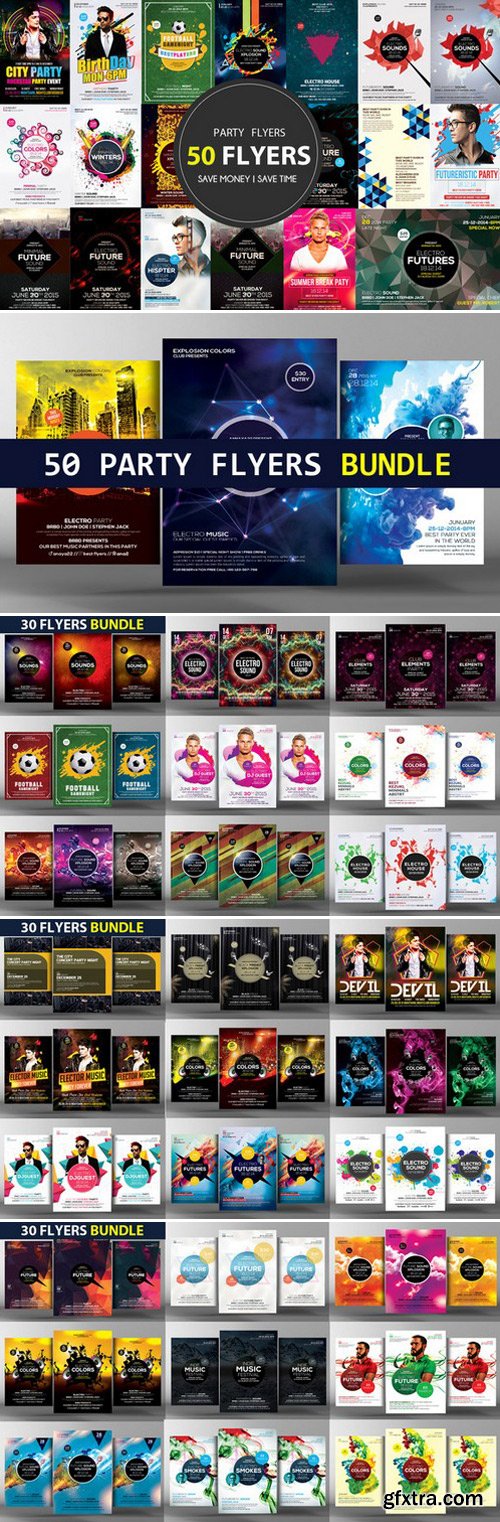 CM - 50 Party Flyers Bundle +20 Free Bies 410055