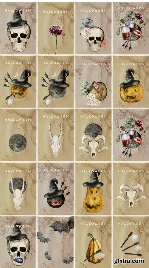 CM 388599 - Watercolor Halloween Vintage Set CM 388599 - Watercolor Halloween Vintage Set
