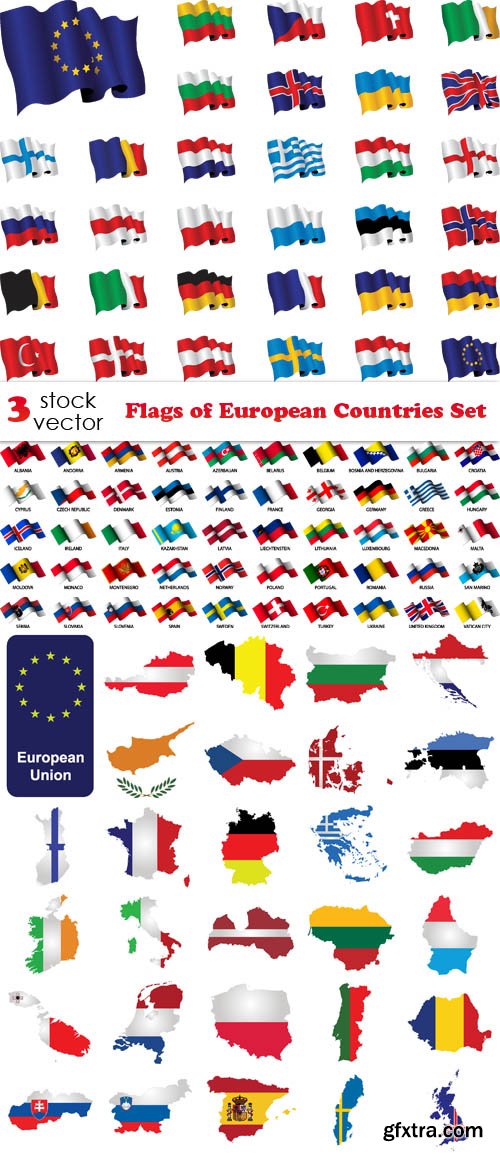 Vectors - Flags of European Countries Set