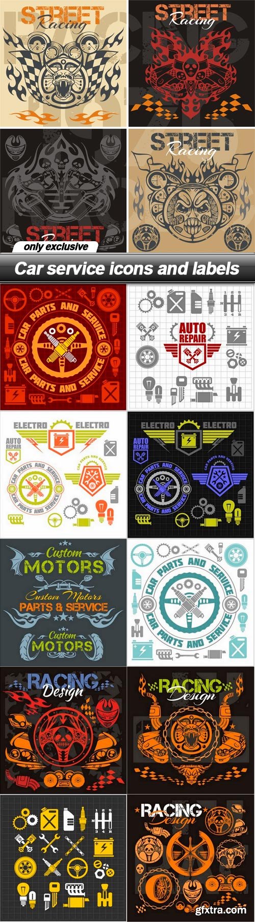 Car service icons and labels - 11 EPS