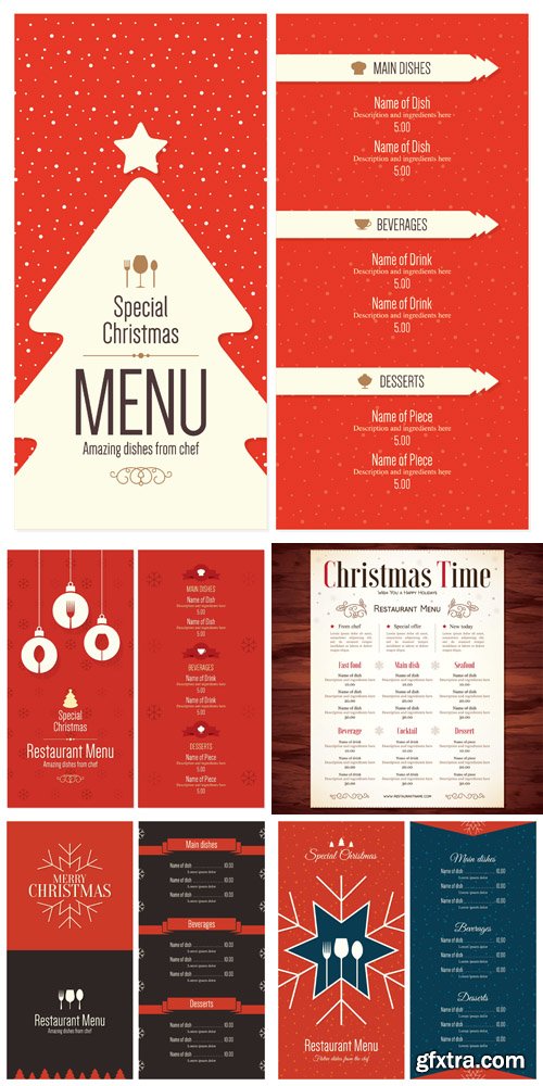 Christmas Menu Design Vector Set