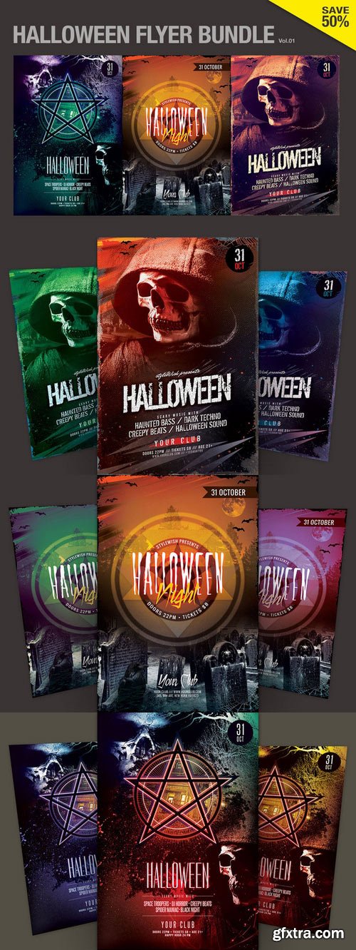 CM - SALE%50 - Halloween Flyer Bundle 399945