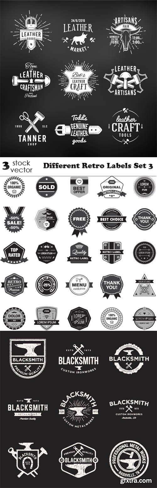 Vectors - Different Retro Labels Set 3