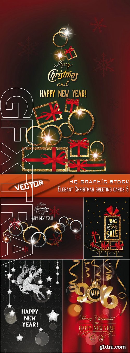 Stock Vector - Elegant Christmas greeting cards 5