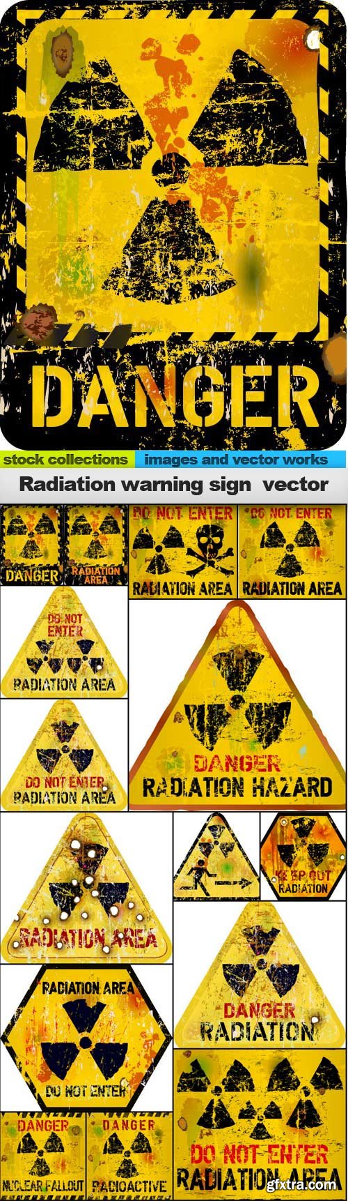 Radiation warning sign  vector,  15 x EPS