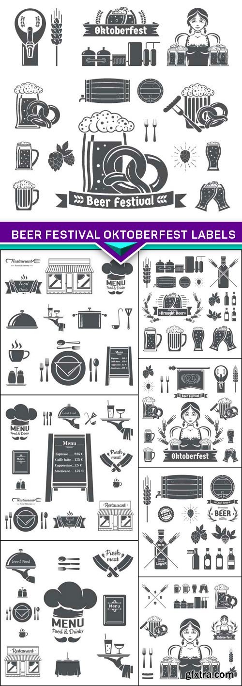 Beer festival Oktoberfest labels 8x EPS