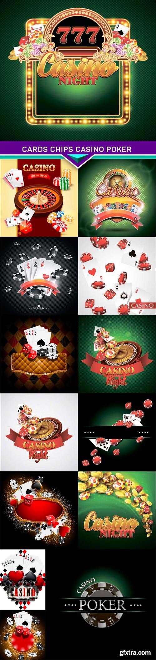 Cards Chips Casino Poker 16x EPS