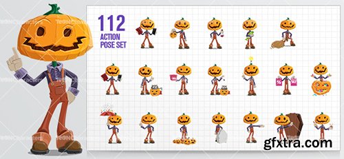 Pumpkin Head Cartoon Character Ultimate Bundle