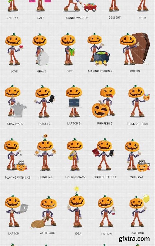 Pumpkin Head Cartoon Character Ultimate Bundle