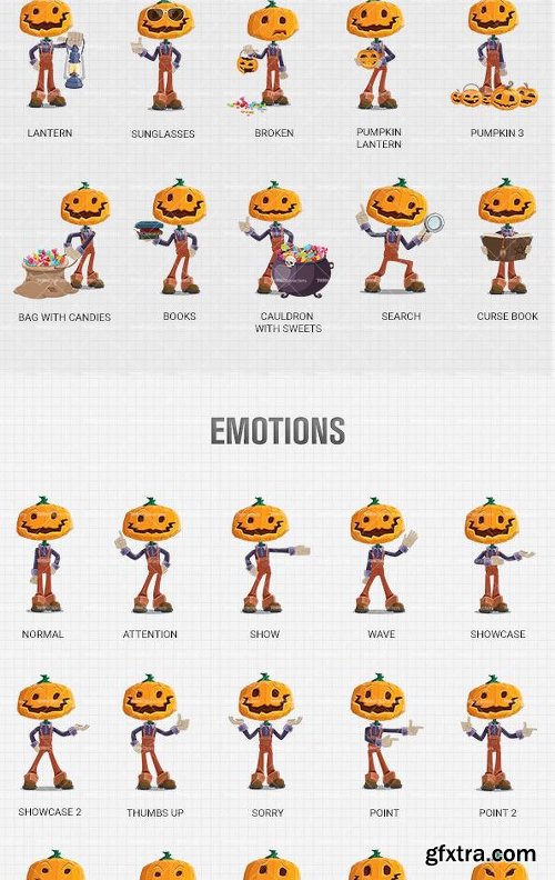 Pumpkin Head Cartoon Character Ultimate Bundle