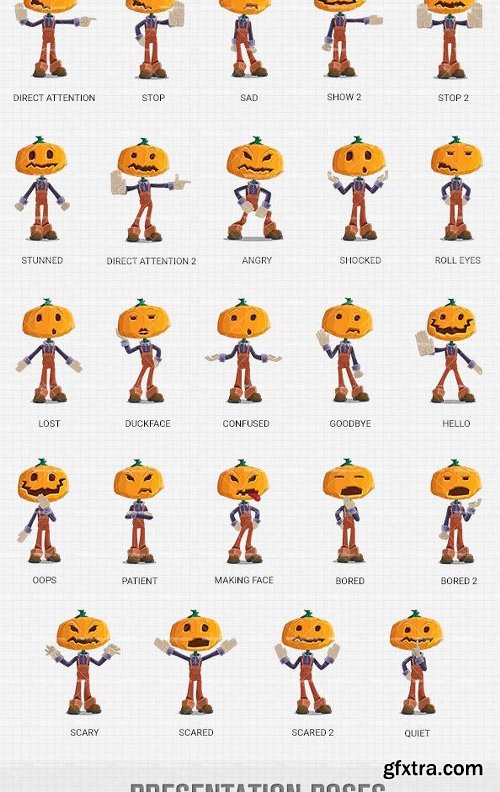 Pumpkin Head Cartoon Character Ultimate Bundle