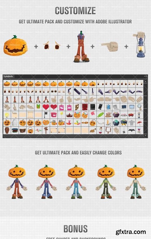 Pumpkin Head Cartoon Character Ultimate Bundle