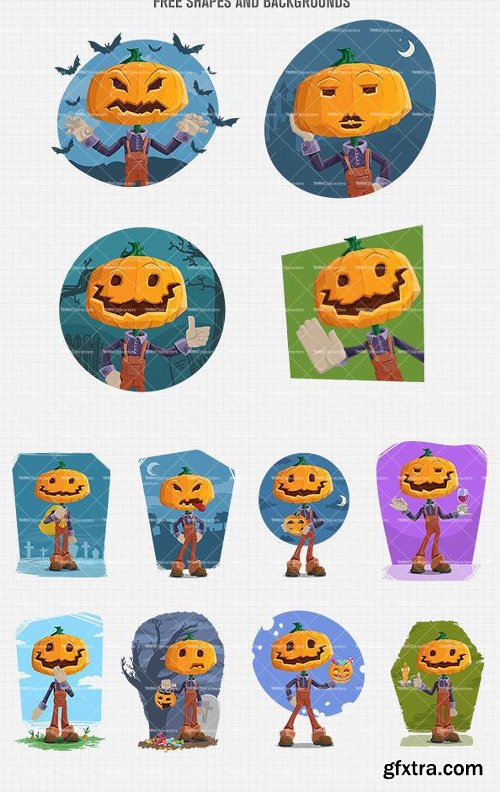 Pumpkin Head Cartoon Character Ultimate Bundle