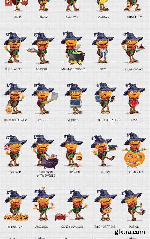 Halloween Scarecrow Cartoon Character Ultimate Bundle