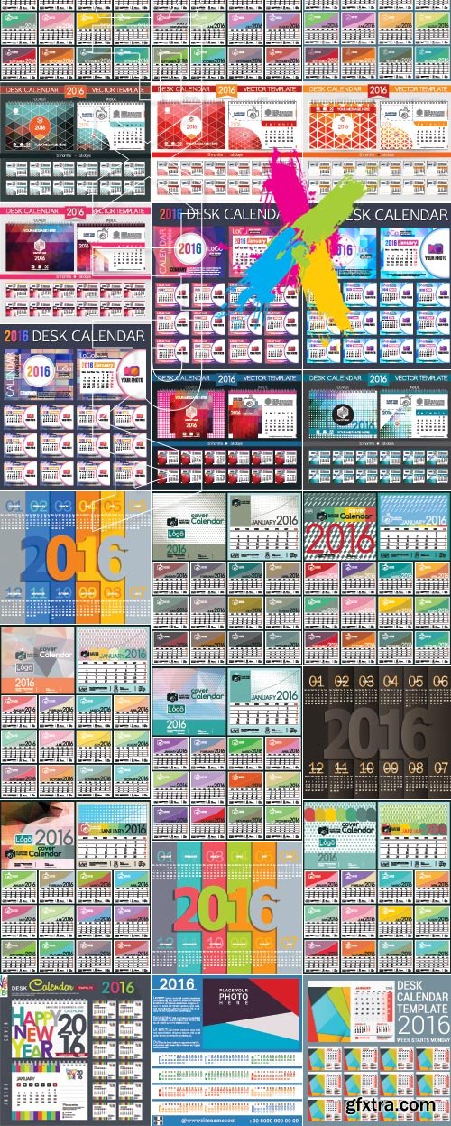 Desk calendar 2016 vector 12