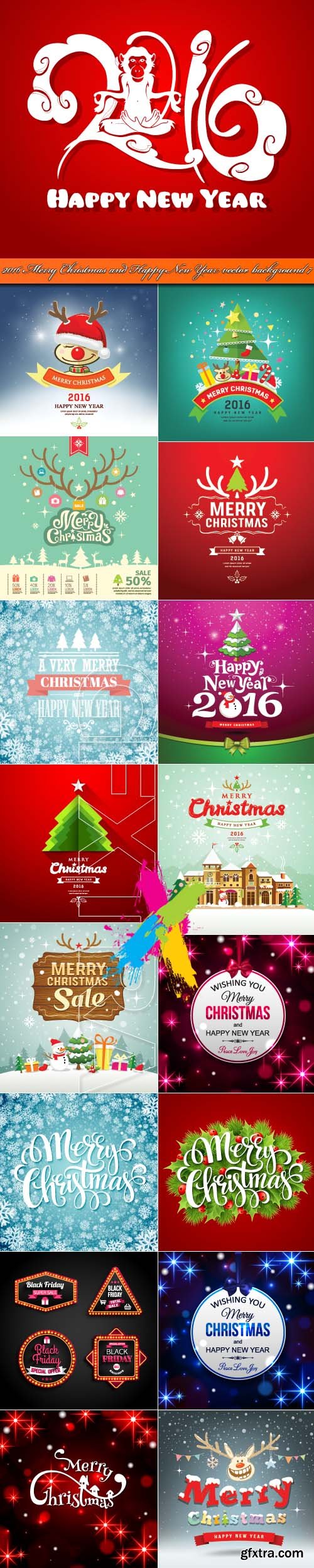 2016 Merry Christmas and Happy New Year vector background 7