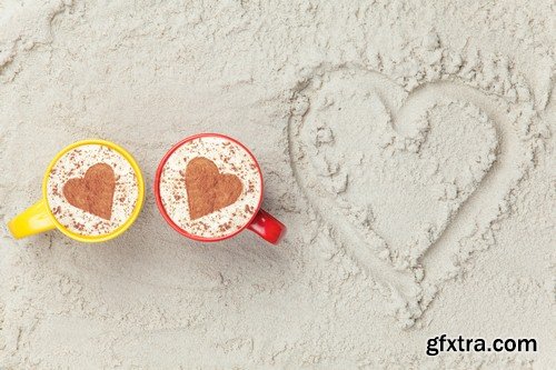 Cup of coffee on the sand