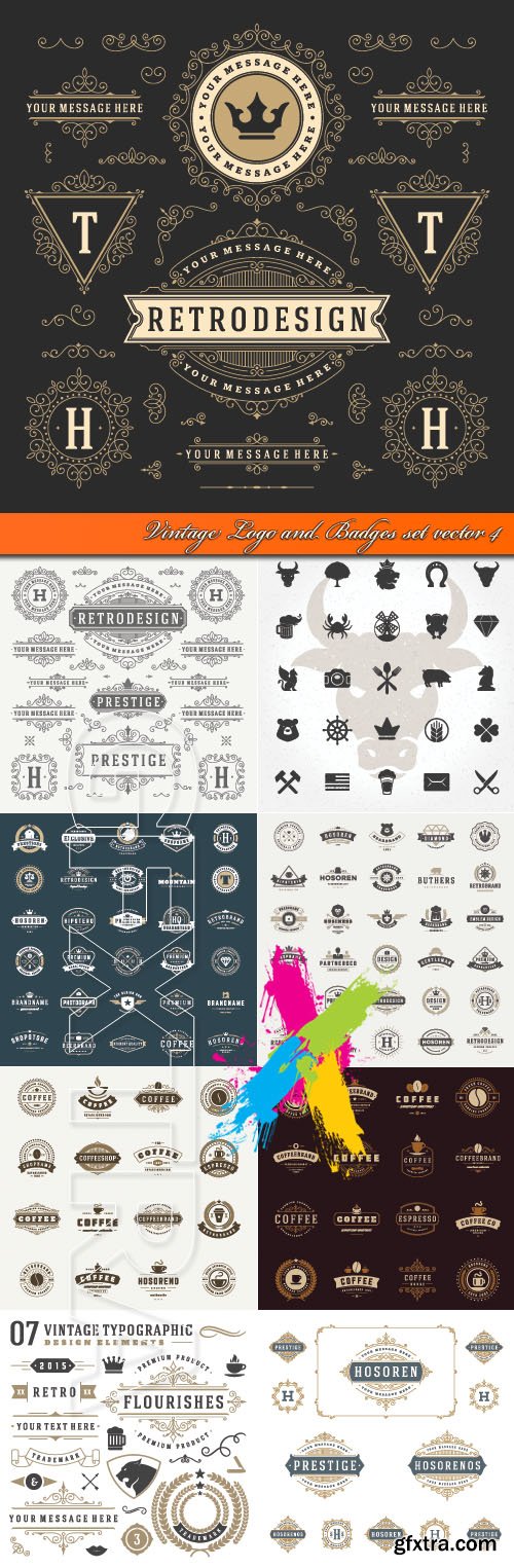 Vintage Logo and Badges set vector 4