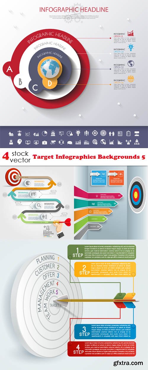 Vectors - Target Infographics Backgrounds 5