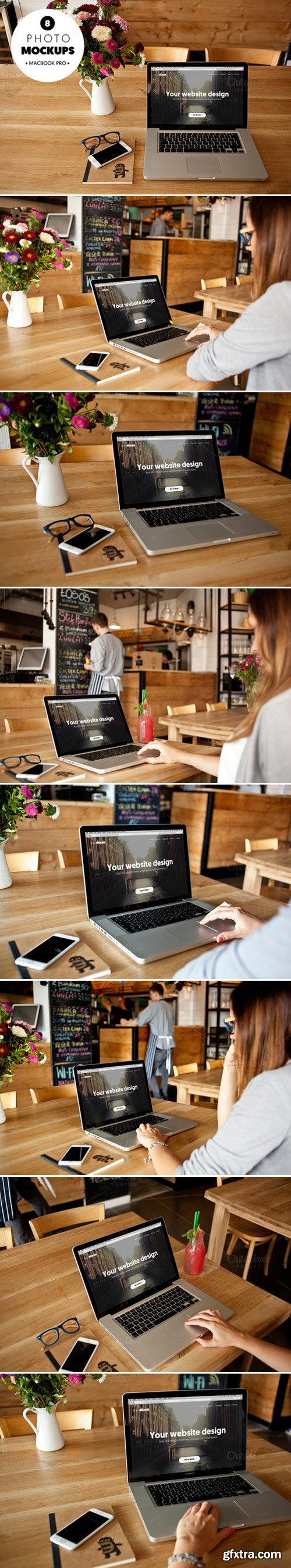 CM - MacBook Pro - 8 mockups in a cafe 411542