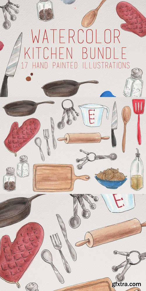 CM - Watercolor Kitchen Illustrations 407854