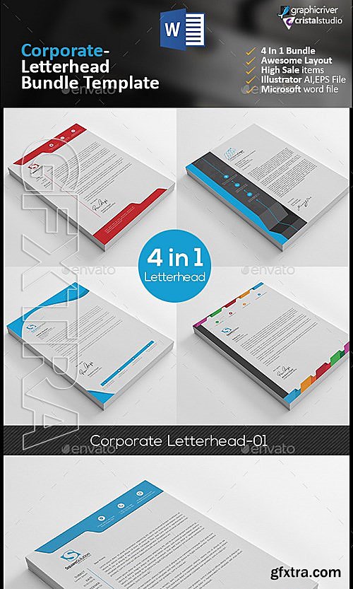 GraphicRiver - Letterhead Bundle 4 in 1 13210658