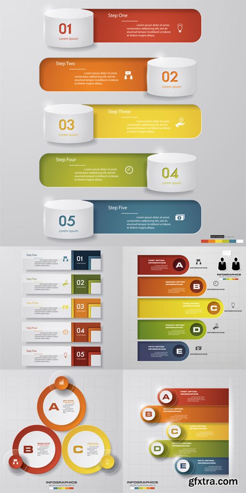 Steps Chart Diagrams Templates Set 2