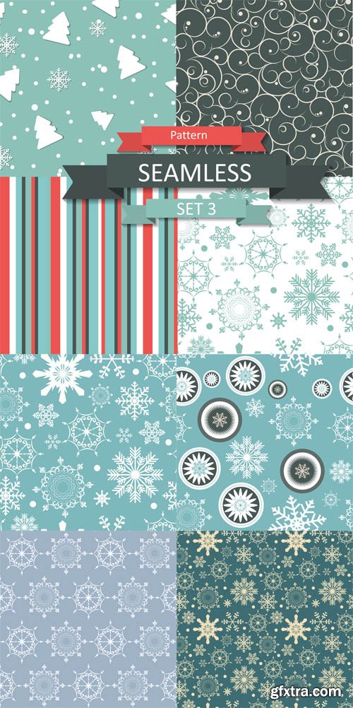 Vector Christmas Pattern with Snowflakes Set