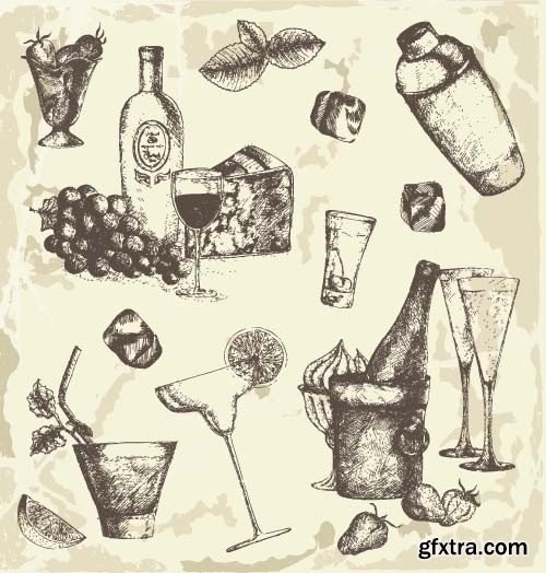 Illustrations of alcoholic drinks