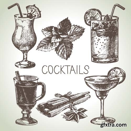 Illustrations of alcoholic drinks