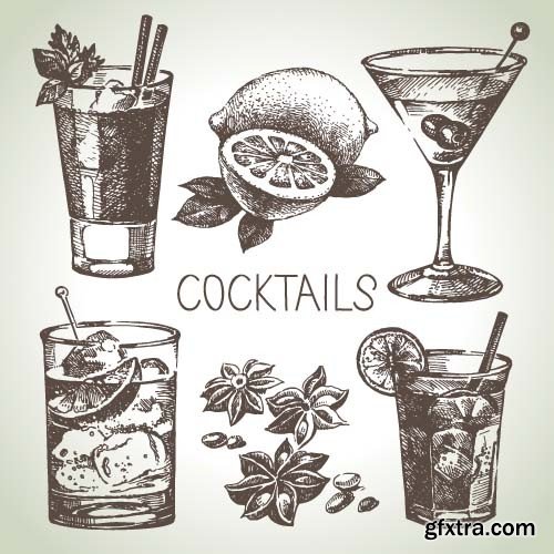 Illustrations of alcoholic drinks