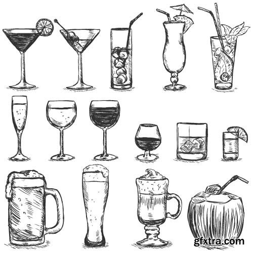 Illustrations of alcoholic drinks