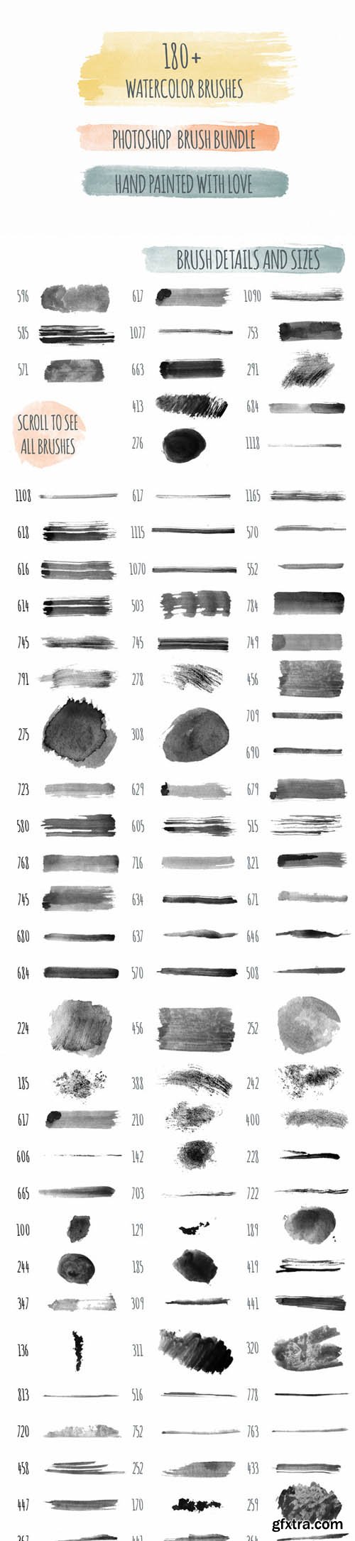 180+ Handmade Watercolor PS Brushes