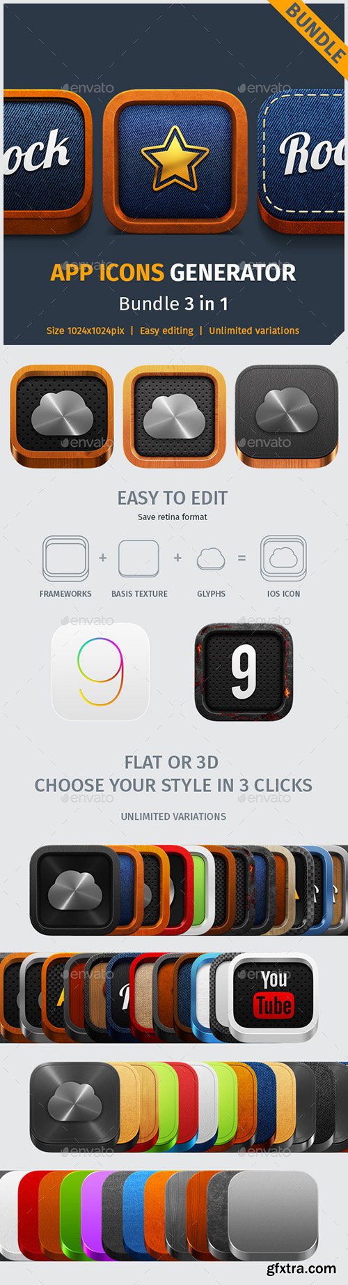 Graphicriver Icons Bundle: App Icons Generator 3 in 1 13275726