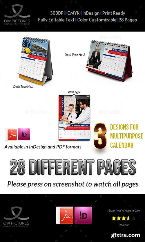 Graphicriver 3 Multipurpose Calendar Template Bundle 13311599