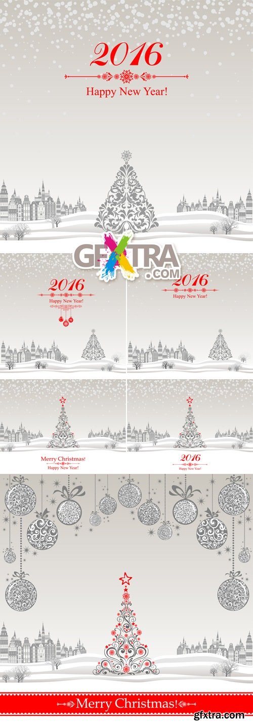 Christmas & New Year 2016 Vector