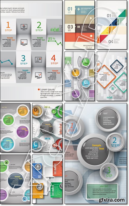 Abstract 3d paper infographic elements - Vector