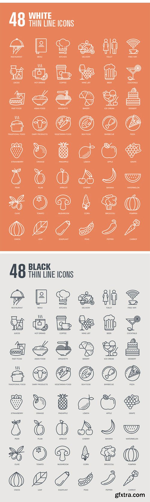 CM 329510 - Thin Line Icons for Food & Drink