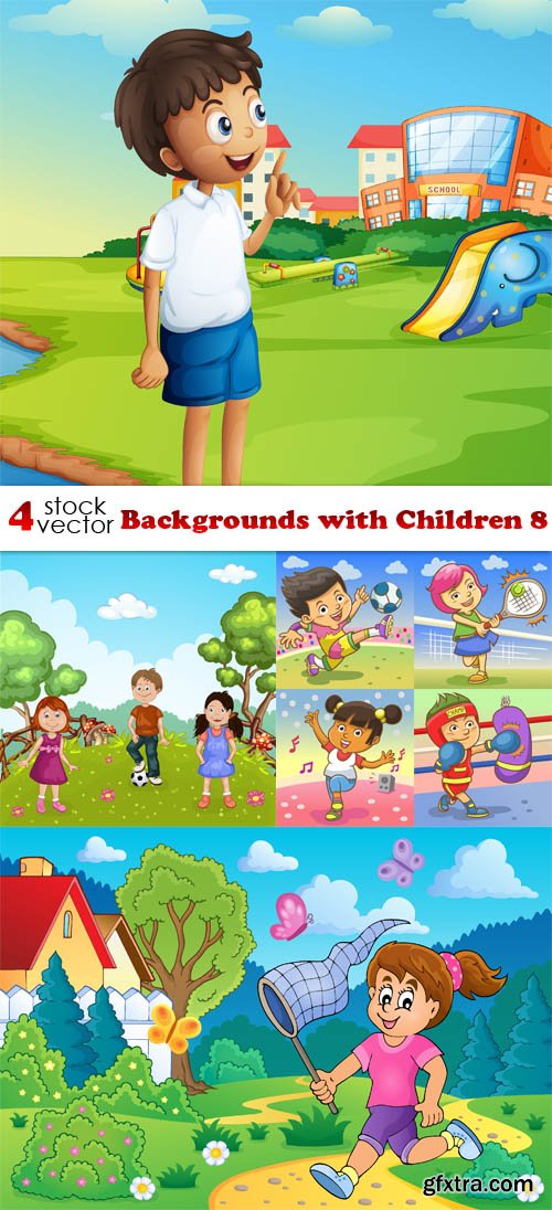 Vectors - Backgrounds with Children 8