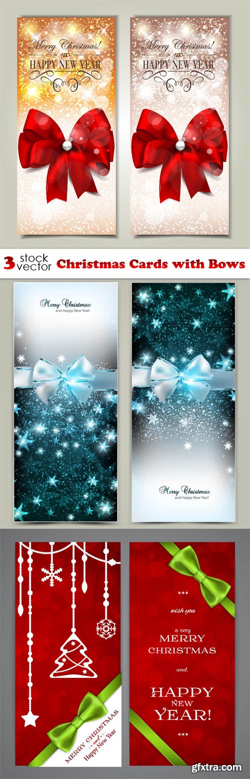 Vectors - Christmas Cards with Bows