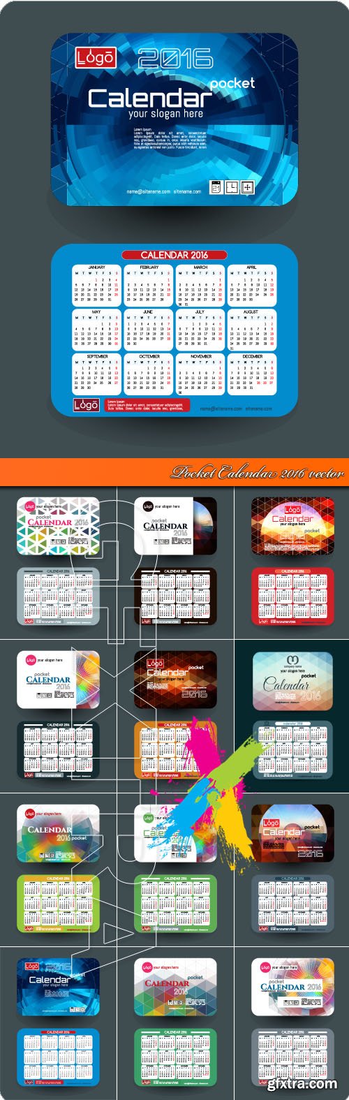 Pocket Calendar 2016 vector