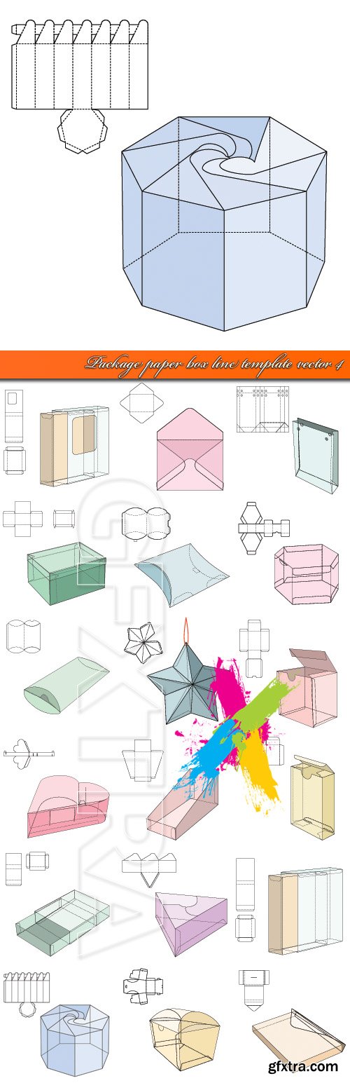 Package paper box line template vector 4
