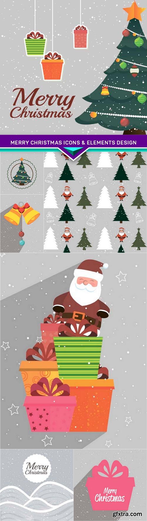 Merry christmas icons &amp; elements design 7x EPS