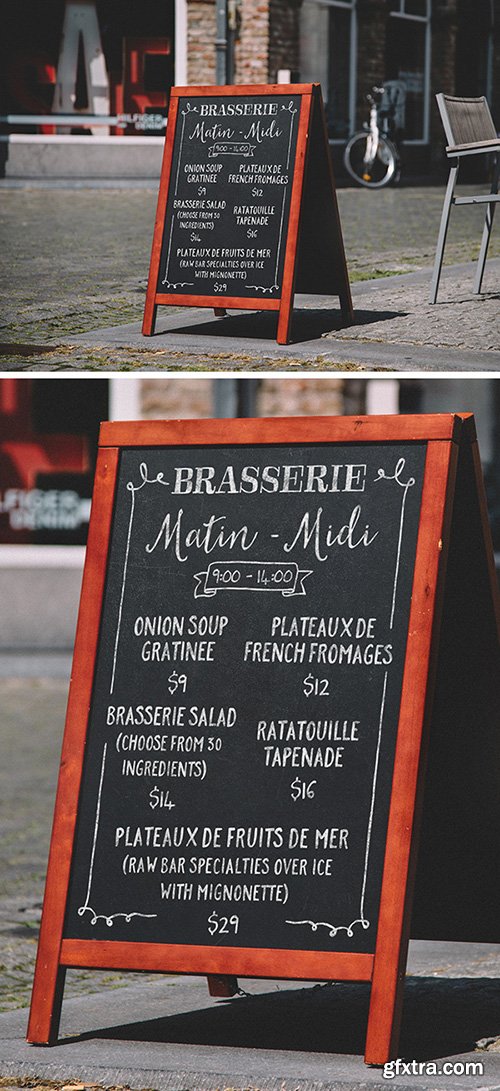 PSD Mock-Up - A-Frame Chalkboard Menu