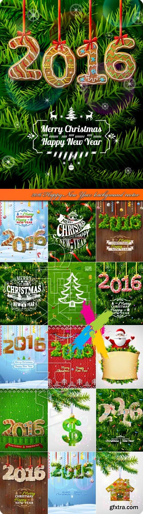 2016 Happy New Year background vector