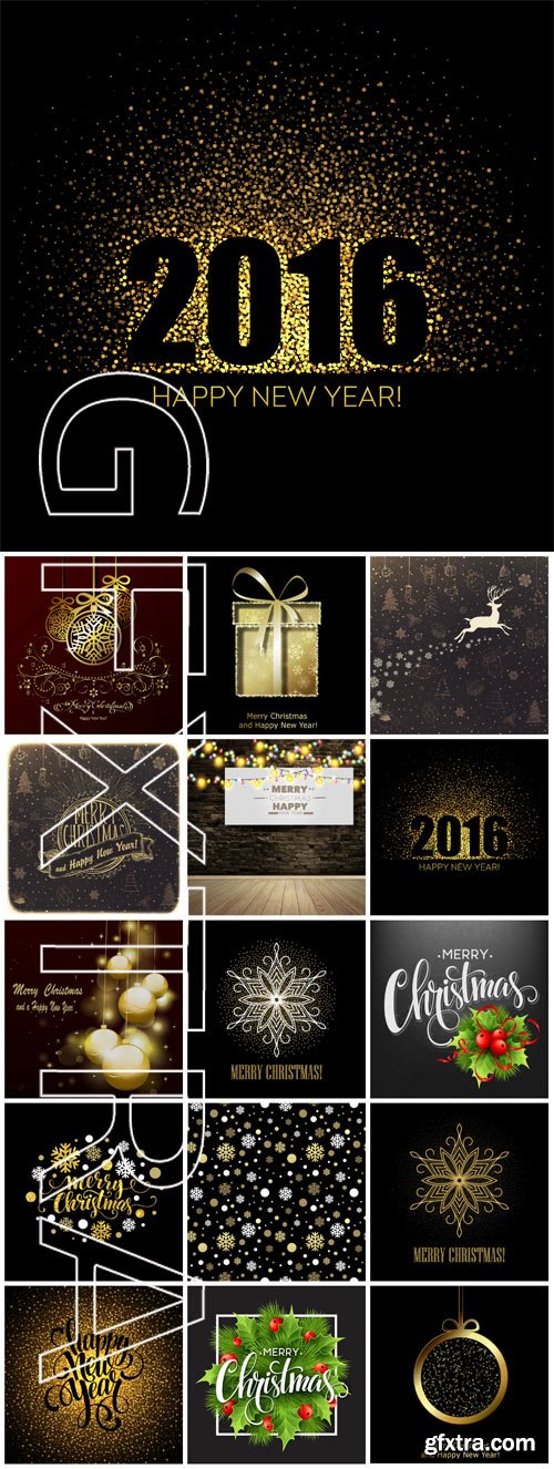 2016 Merry Christmas, New Year vector, shiny backgrounds