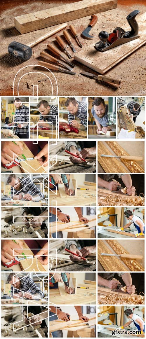 Carpenter, working with a tree - Stock photo