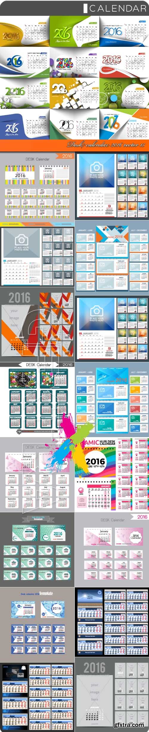 Desk calendar 2016 vector 15