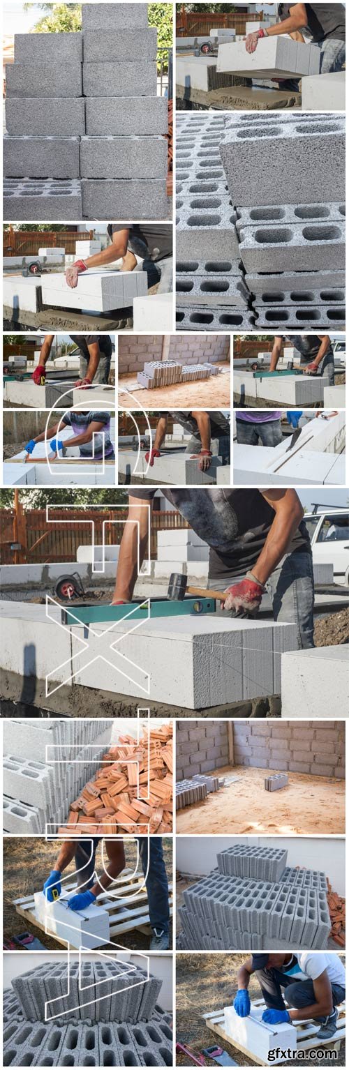 Construction work, building material - stock photos